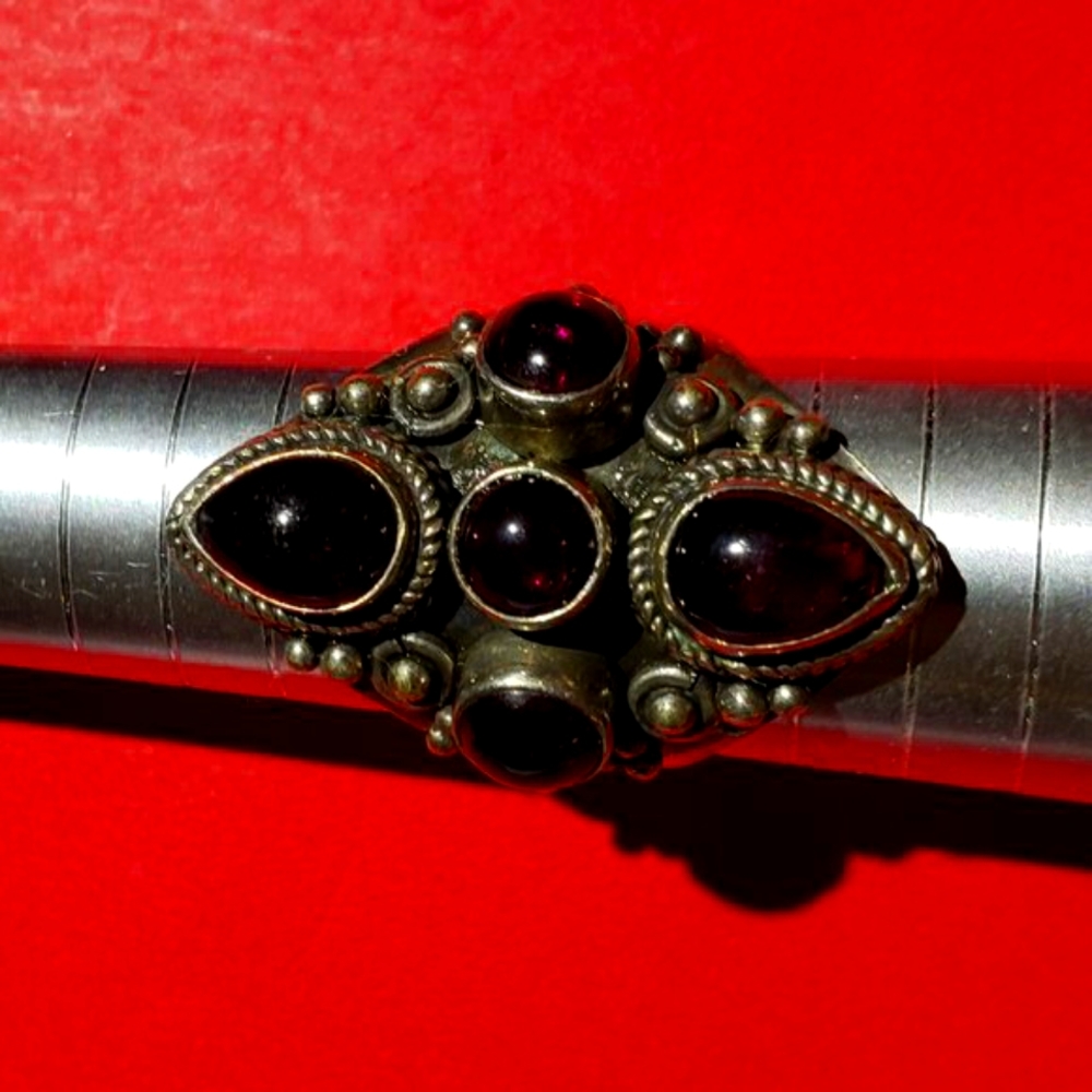 Vintage Victorian 925 Sim Ruby Ring - image 2